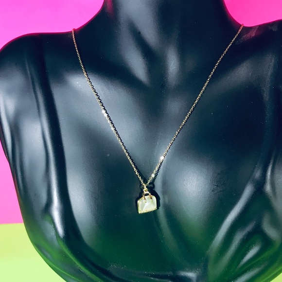 Opal Bag Handbag Crystal Necklace 18KGP - Picture 10 of 13